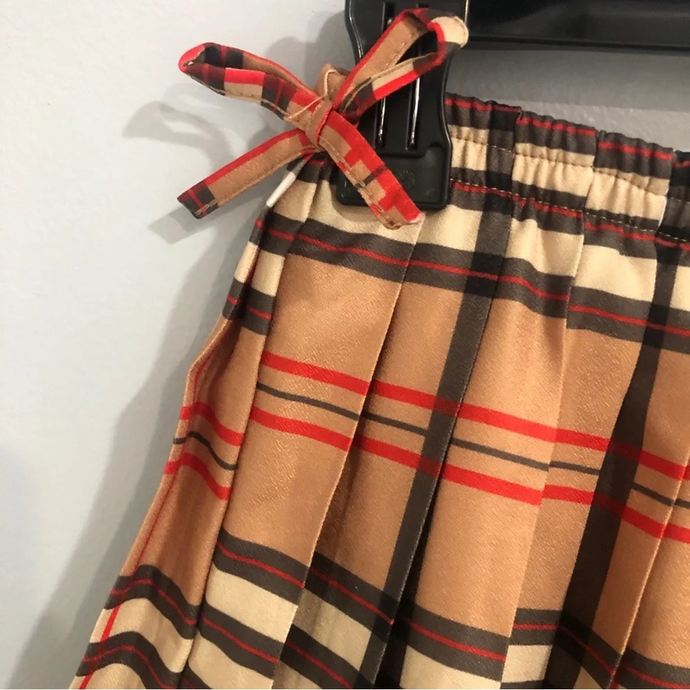 Girls Classic Plaid Pleated Mini Skirt Elastic Waist Cotton Blend Size Girls 10Y